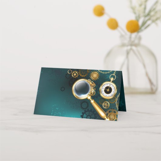Magnifier in Steampunk Style Platzkarte (Vorderseite)