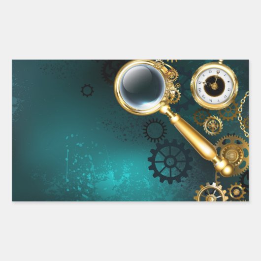 Magnifier in Steampunk Style Rechteckiger Aufkleber (Vorderseite)