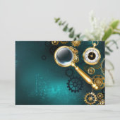 Magnifier in Steampunk Style Save The Date (Stehend Vorderseite)