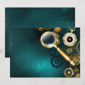 Magnifier in Steampunk Style Save The Date (Vorne/Hinten)