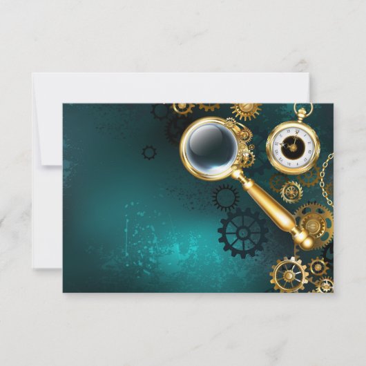 Magnifier in Steampunk Style Save The Date (Vorderseite)