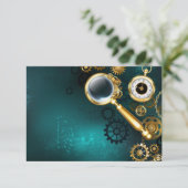 Magnifier in Steampunk Style Save The Date (Stehend Vorderseite)