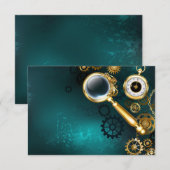 Magnifier in Steampunk Style Save The Date (Vorne/Hinten)