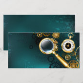 Magnifier in Steampunk Style Save The Date (Vorne/Hinten)