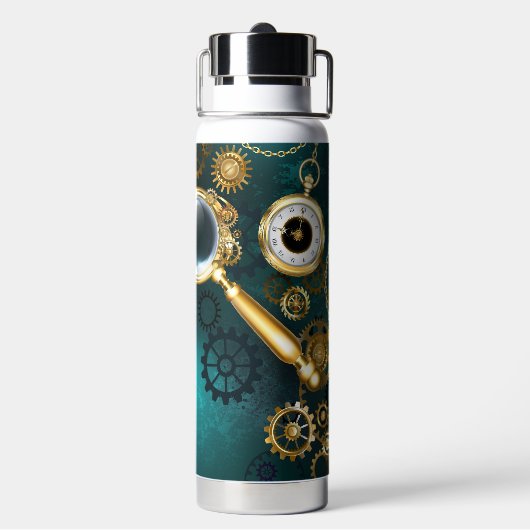 Magnifier in Steampunk Style Trinkflasche (Hinten)