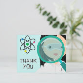 Magnifying Glass Girl Scientist Danke Postcard Postkarte (Stehend Vorderseite)