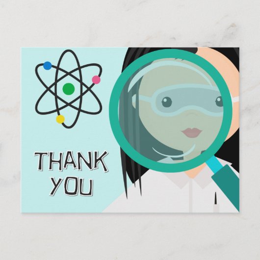 Magnifying Glass Girl Scientist Danke Postcard Postkarte (Vorderseite)