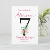 Magnolia 7. Geburtstag Save The Date (Stehend Vorderseite)