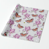 Magnolia and butterflies, watercolor pattern geschenkpapier (Ungerollt)