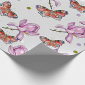 Magnolia and butterflies, watercolor pattern geschenkpapier (Ecke)