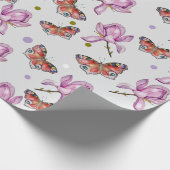Magnolia and butterflies, watercolor pattern geschenkpapier (Ecke)