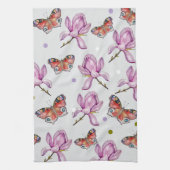 Magnolia and butterflies, watercolor pattern geschirrtuch (Vertikal)