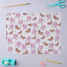 Magnolia and butterflies, watercolor pattern seidenpapier