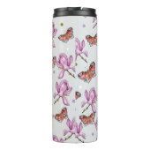 Magnolia and butterflies, watercolor pattern thermosbecher (Rückseite)