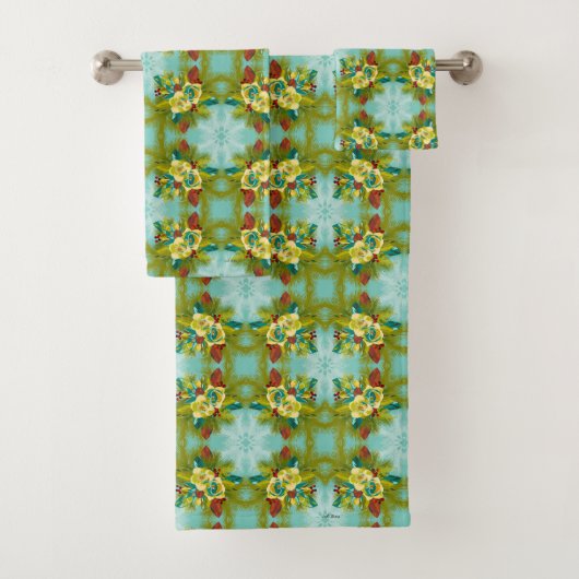 Magnolia Aqua Weihnachten Badhandtuch Set (Insitu)