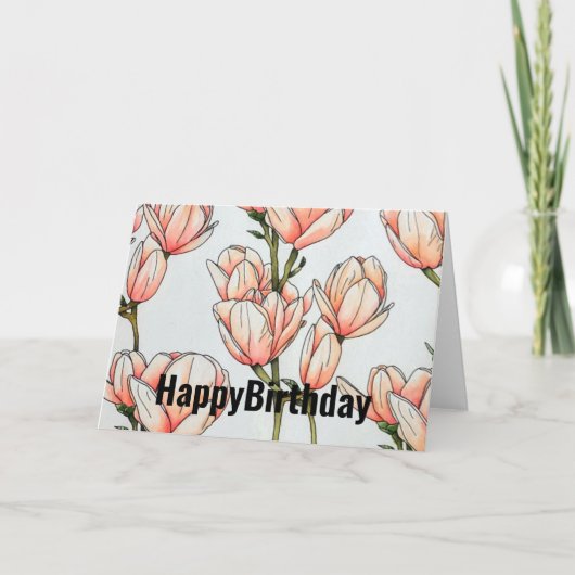 Magnolia Aquarell Geburtstagskarte Feiertagskarte (Vorderseite)