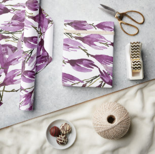Magnolia Art Lila Violett Aquarell Geschenkpapier