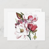 Magnolia Asiatische Blume Vintag Alte Illustration Postkarte (Vorne/Hinten)