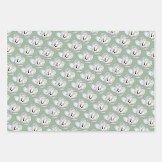 Magnolia auf Grün Geschenkpapier Set (Vorderseite 2)