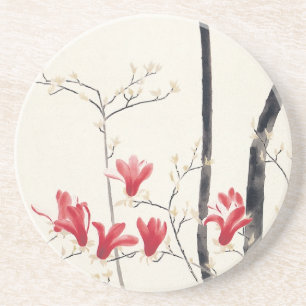 Magnolia‑Baum von Kobayashi Kokei, Vintage Nature Sandstein Untersetzer