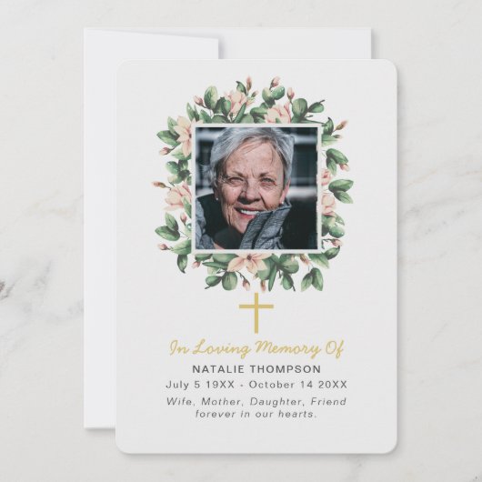 Magnolia Beileid Beerdigung Foto Dankeskarte (Vorderseite)