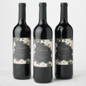 Magnolia Black Cheers Wedding Wine Labels Weinetikett (Flaschen)