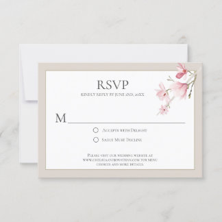 Magnolia Bloms Pink und Mocha RSVP Cards Karte