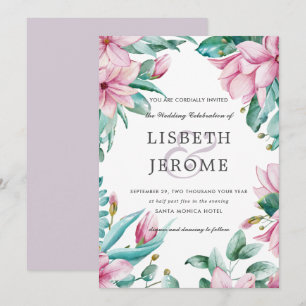 Magnolia Bloom   Botanische Hochzeit mit Flora Einladung
