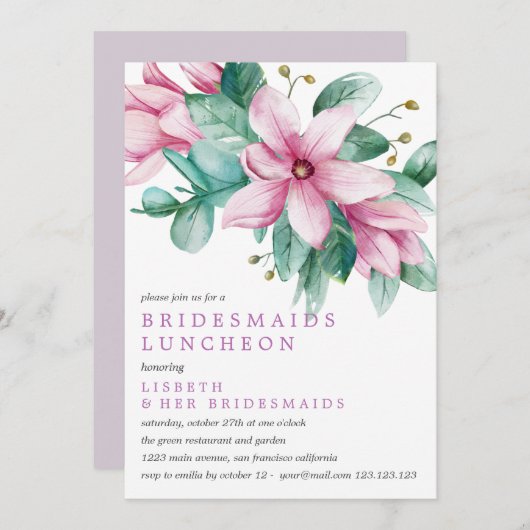 Magnolia Bloom Bridesmaids Luncheon Wedding Einladung (Vorne/Hinten)