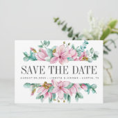 Magnolia Bloom Floral WEDDING Foto Save the Date (Stehend Vorderseite)