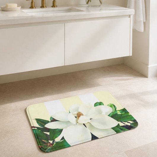 Magnolia Bloom | Gelb/Weiß gestrichen Badematte
