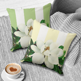 Magnolia Bloom | Gestripptes 20"x20" Reversible Pi Kissen