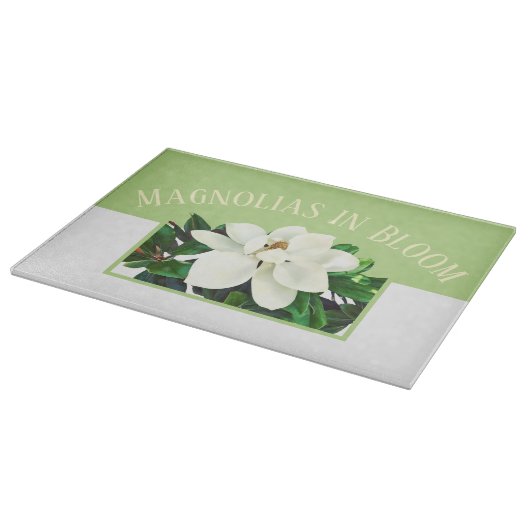 Magnolia Bloom | Green Cutting Board Schneidebrett (Ecke)