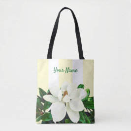 Magnolia Bloom | Personalisiert Gelb und Weiß Tasche