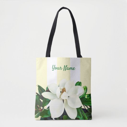 Magnolia Bloom | Personalisiert Gelb und Weiß Tasche (Vorderseite)