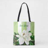 Magnolia Bloom | Personalisiert grün und weiß Tasche (Vorderseite)