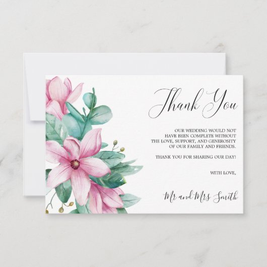 Magnolia Bloom | Rustic Floral Wedding Vielen Dank Dankeskarte (Vorderseite)