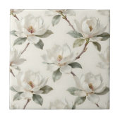 Magnolia Bloom Soft Neutral Pattern Fliese (Vorderseite)