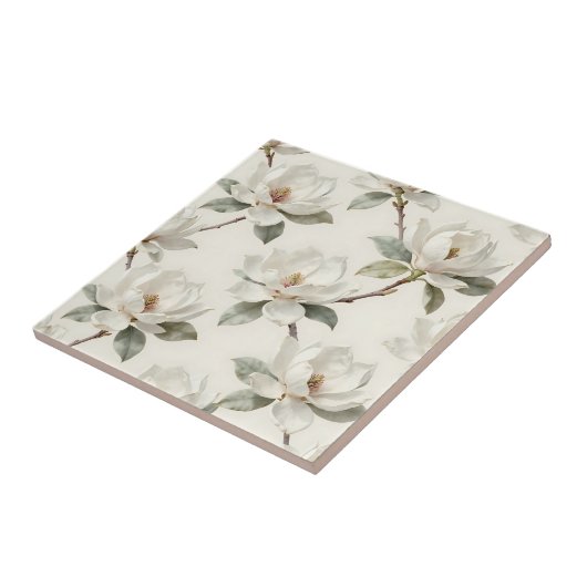 Magnolia Bloom Soft Neutral Pattern Fliese (Seite)