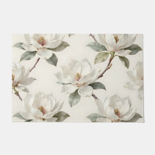 Magnolia Bloom Soft Neutral Pattern Fußmatte (Vorderseite)