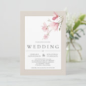 Magnolia Bloom Wedding Einladungen (Stehend Vorderseite)