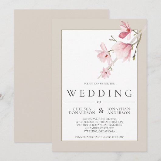 Magnolia Bloom Wedding Einladungen (Vorne/Hinten)