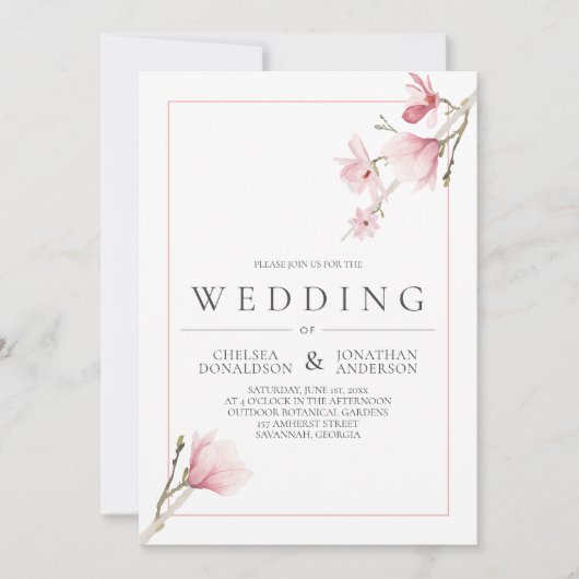 Magnolia Bloom Wedding Einladungen (Vorderseite)