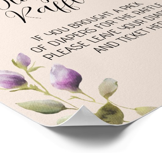 Magnolia Blooms Theme Baby Diaper Raffel-Zeichen Poster (Ecke)