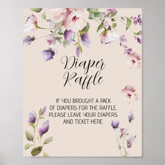 Magnolia Blooms Theme Baby Diaper Raffel-Zeichen Poster (Vorne)