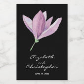 Magnolia Blossom auf der Black Wedding Mini Weinetikett (Einzelnes Label)
