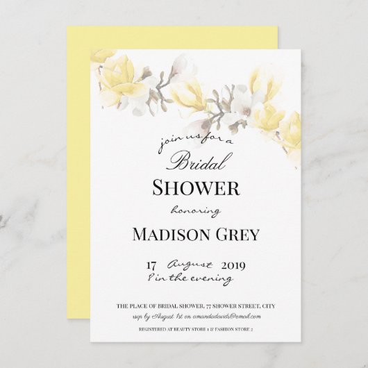 Magnolia Blossom Brautparty Einladung (Vorne/Hinten)