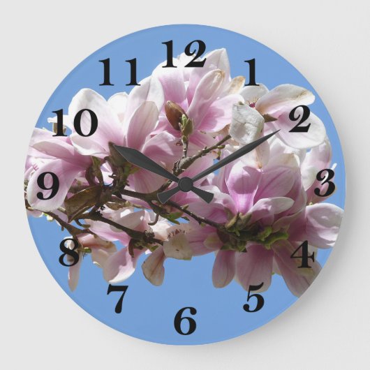 Magnolia Blossom Große Wanduhr (Vorderseite)