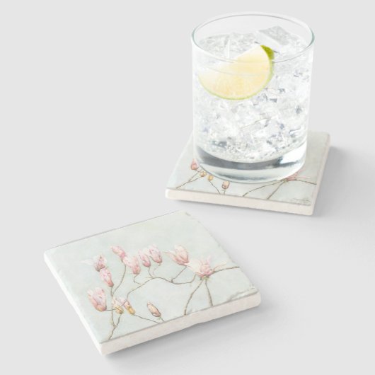 Magnolia Blossom Marmor Untersetzer (Seitenansicht)