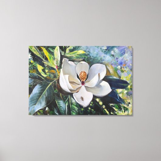 Magnolia Blossom Oil Painting of Nature’s Harmony Leinwanddruck (Vorderseite)